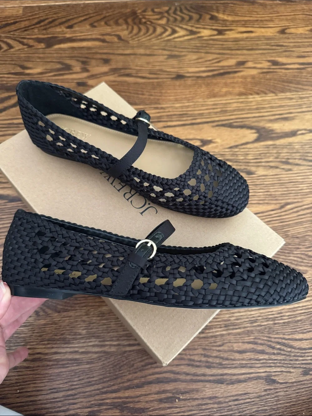 J. Crew black satin woven Mary Jane flats. NWT.  Size 8 1/2.